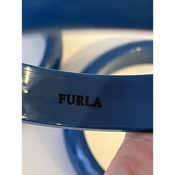 Furla Bangle Bracelet Teal Blue 3 A Set Made In Italy - Picture 3 of 6